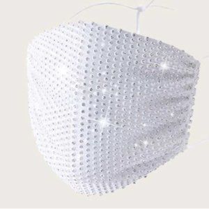 White Rhinestone Jewel Mesh Face Mask
